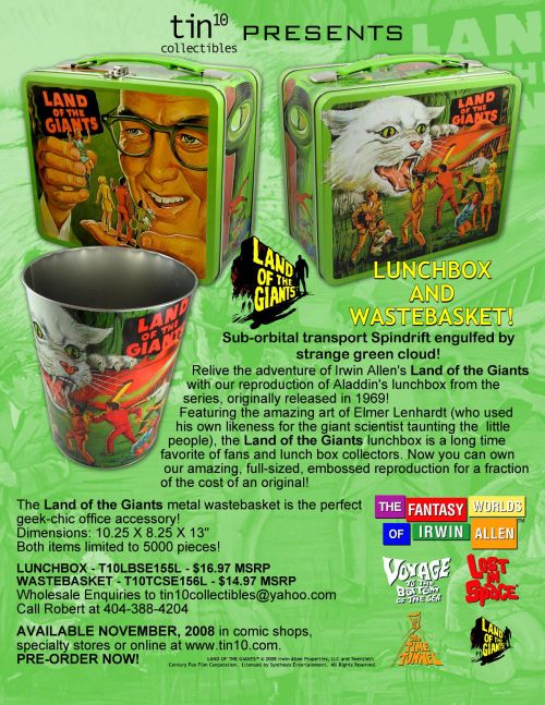Tin10 Land of the Giants lunchbox and waste basket